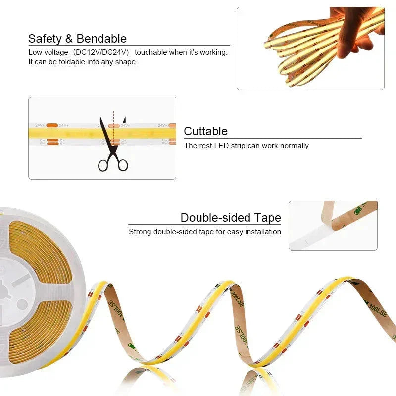 COB dvobojna LED traka 24V – Flow efekat 3000–6500K