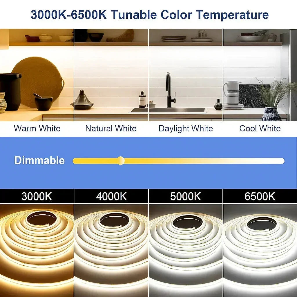 COB dvobojna LED traka 24V – Flow efekat 3000–6500K