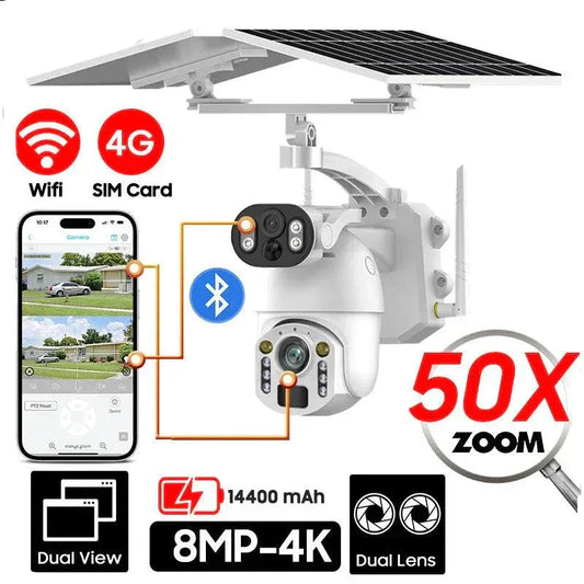 Solarna PTZ kamera 8MP – bežični video nadzor (WiFi/4G) sa 50× zoom