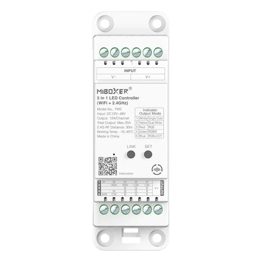 MiBoxer TW5 5-u-1 LED kontroler za DIN šinu, WiFi + RF