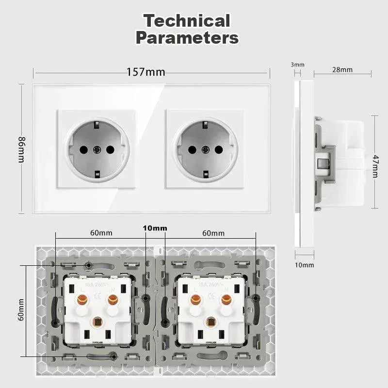 Modularne utičnice — Komplet: ram + 2 utičnice